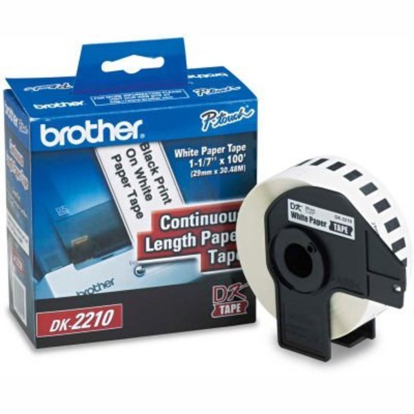 Brother Brother® Continuous Paper Label Tape, 1.1" x 100ft Roll, White DK2210